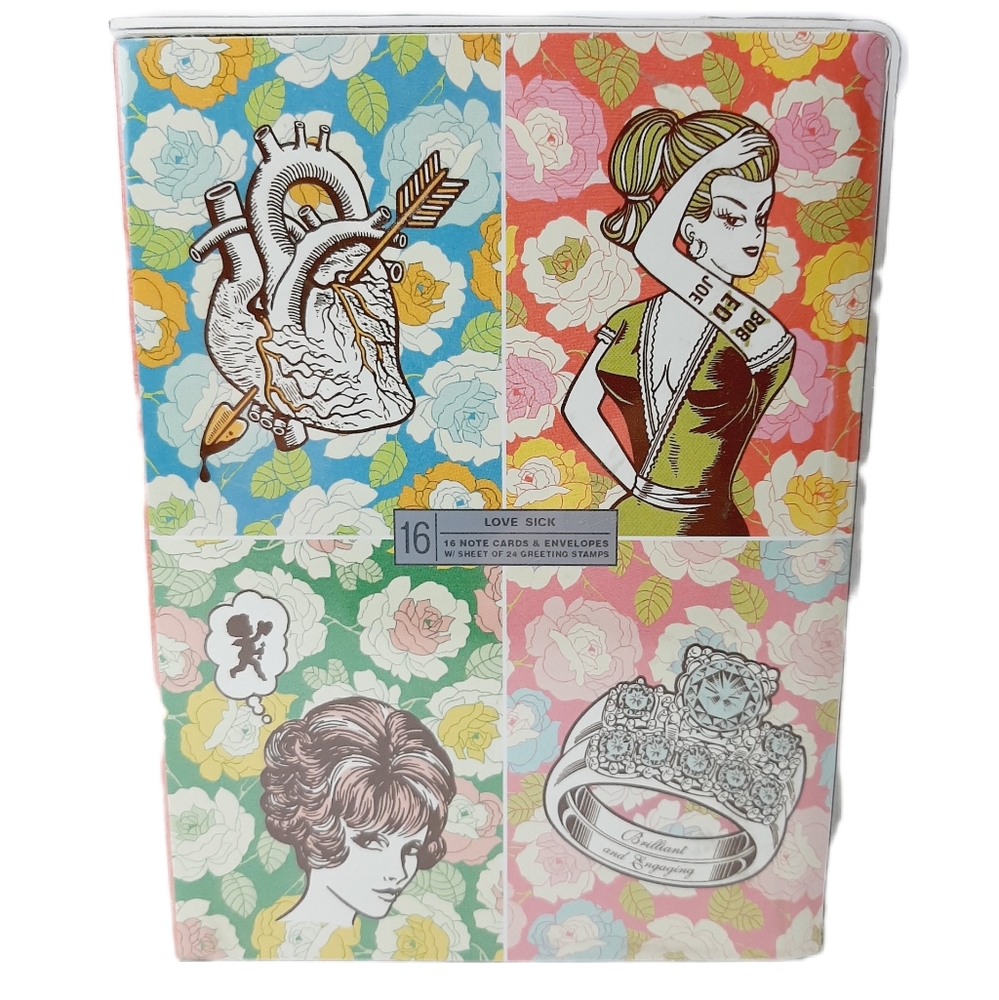 🍒 New - 16 Note Cards & Envelopes Pop Ink LOVE SICK - Rare - HTF